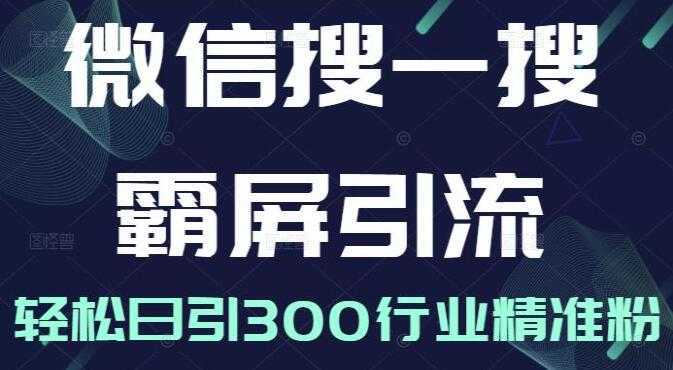 《微信搜一搜霸屏引流课》被动精准引流，轻松日引300行业精准粉-项目熊-引流教程-网赚教程-副业教程-引流技术-副业-网络赚钱项目