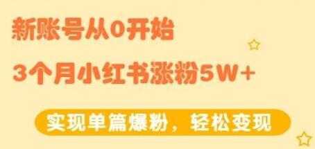 小红书涨粉变现《新账号从0开始3个月小红书涨粉5W+》实现单篇爆粉-项目熊-引流教程-网赚教程-副业教程-引流技术-副业-网络赚钱项目