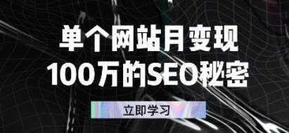 单个网站月变现《100万的SEO秘密》-项目熊-引流教程-网赚教程-副业教程-引流技术-副业-网络赚钱项目