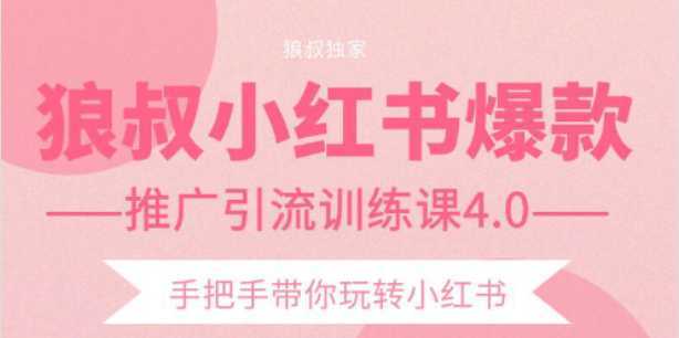 狼叔小红书爆款推广引流训练课4.0，手把手带你玩转小红书-项目熊-引流教程-网赚教程-副业教程-引流技术-副业-网络赚钱项目