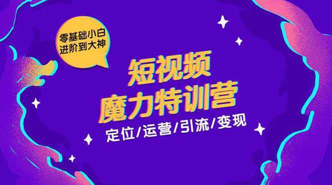零基础小白进阶到大神《短视频魔力特训营》定位-运营-引流-变现-项目熊-引流教程-网赚教程-副业教程-引流技术-副业-网络赚钱项目