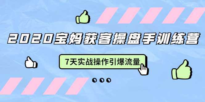 图片[1]-2020宝妈获客操盘手训练营：7天实战操作引爆 母婴、都市、购物宝妈流量-项目熊-引流教程-网赚教程-副业教程-引流技术-副业-网络赚钱项目