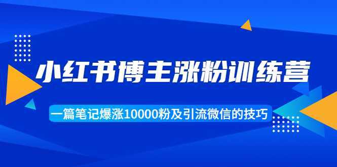 小红书博主涨粉训练营：一篇笔记爆涨10000粉及引流微信的技巧-项目熊-引流教程-网赚教程-副业教程-引流技术-副业-网络赚钱项目