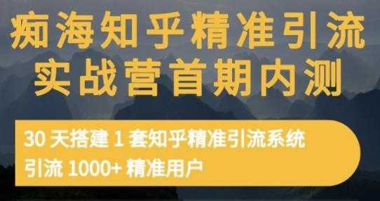 痴海知乎精准引流实战营1-2期，30天搭建1套知乎精准引流系统，引流1000+精准用户-项目熊-引流教程-网赚教程-副业教程-引流技术-副业-网络赚钱项目