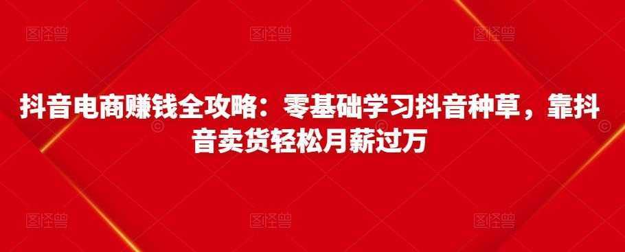 抖音电商赚钱全攻略：零基础学习抖音种草，靠抖音卖货轻松月薪过万-项目熊-引流教程-网赚教程-副业教程-引流技术-副业-网络赚钱项目