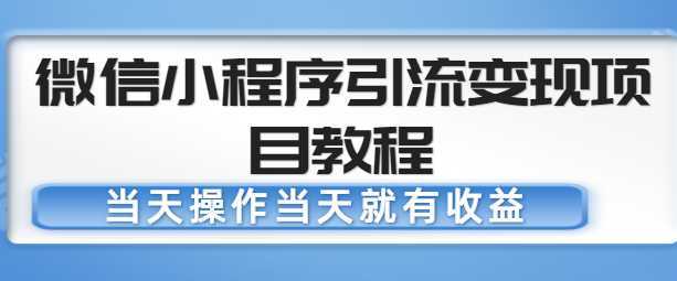 微信小程序引流变现项目教程，当天操作当天就有收益，变现不再是难事-项目熊-引流教程-网赚教程-副业教程-引流技术-副业-网络赚钱项目