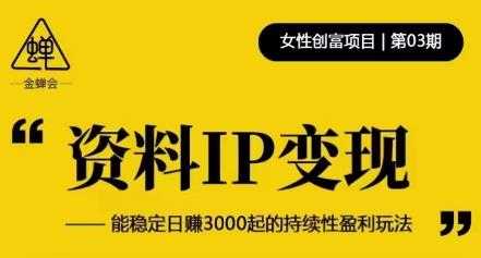 资料IP变现，能稳定日赚3000起的持续性盈利玩法-项目熊-引流教程-网赚教程-副业教程-引流技术-副业-网络赚钱项目
