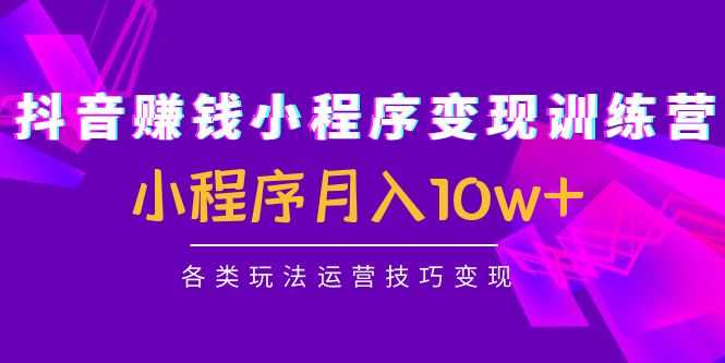 图片[1]-抖音赚钱小程序变现训练营：小程序月入10w+各类玩法运营技巧变现-项目熊-引流教程-网赚教程-副业教程-引流技术-副业-网络赚钱项目