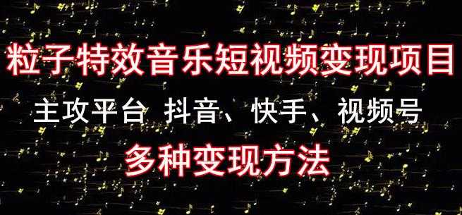 黄岛主《粒子特效音乐短视频变现项目》主攻平台抖音、快手、视频号多种变现方法-项目熊-引流教程-网赚教程-副业教程-引流技术-副业-网络赚钱项目
