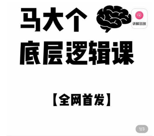 图片[1]-马大个·底层逻辑课，51节底层逻辑智慧课-价值1980元-项目熊-引流教程-网赚教程-副业教程-引流技术-副业-网络赚钱项目
