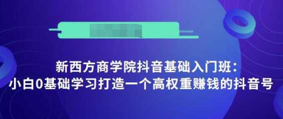 图片[1]-抖音基础入门班：小白0基础学习打造一个高权重赚钱的抖音号-项目熊-引流教程-网赚教程-副业教程-引流技术-副业-网络赚钱项目