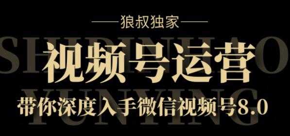 狼叔独家：视频号8.0运营实战课价值1280元-项目熊-引流教程-网赚教程-副业教程-引流技术-副业-网络赚钱项目