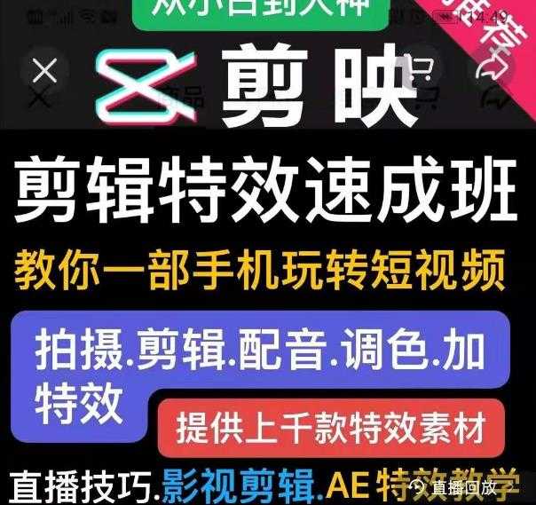 图片[1]-剪映剪辑特效速成班：教你一部手机玩转短视频，提供上千款特效素材-项目熊-引流教程-网赚教程-副业教程-引流技术-副业-网络赚钱项目
