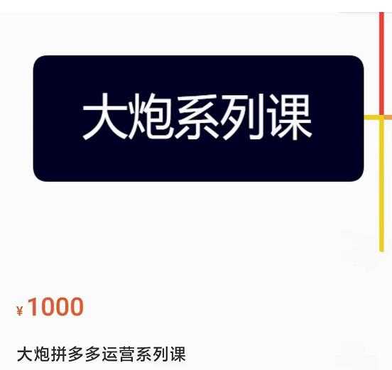 大炮拼多多运营系列课，各类​玩法合集，拼多多运营玩法实操-项目熊-引流教程-网赚教程-副业教程-引流技术-副业-网络赚钱项目